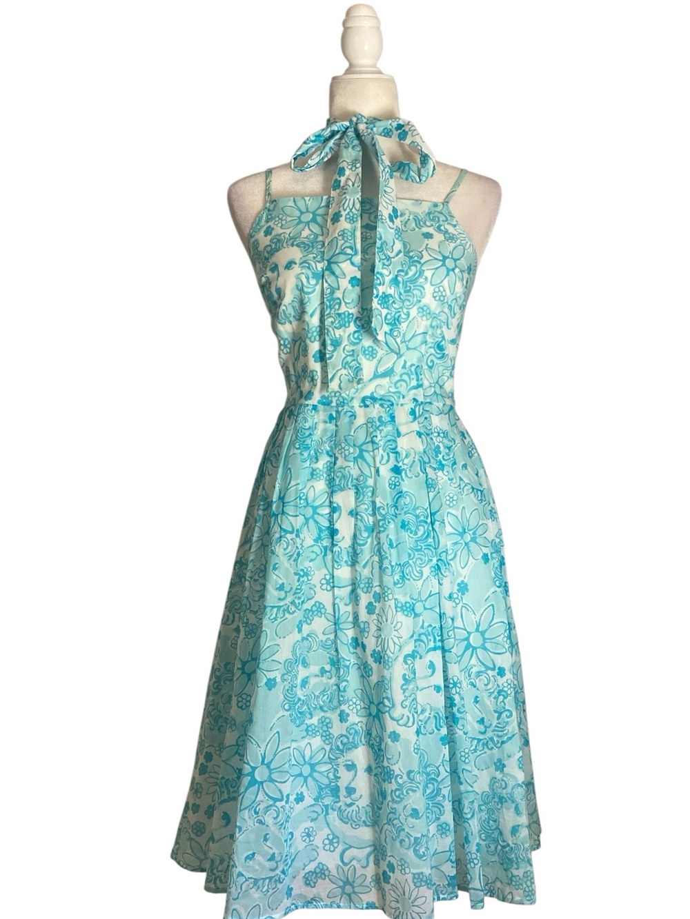 Vintage Lilly Pulitzer Blue Lion Print Cotton Sundress Blue White Y2k Size 2 - Picture 8 of 10